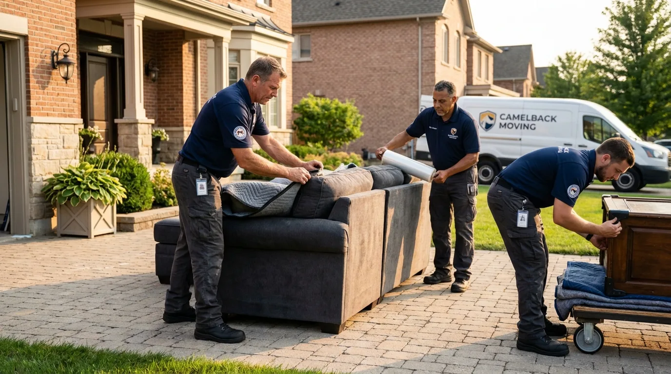 Large estate moving crew wrapping furniture in Liberty, SC