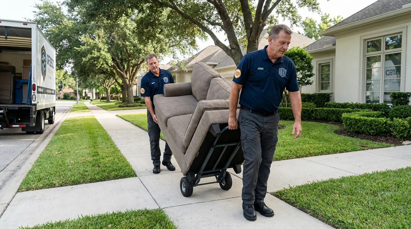 Local residential moving crew loading furniture in Liberty, SC