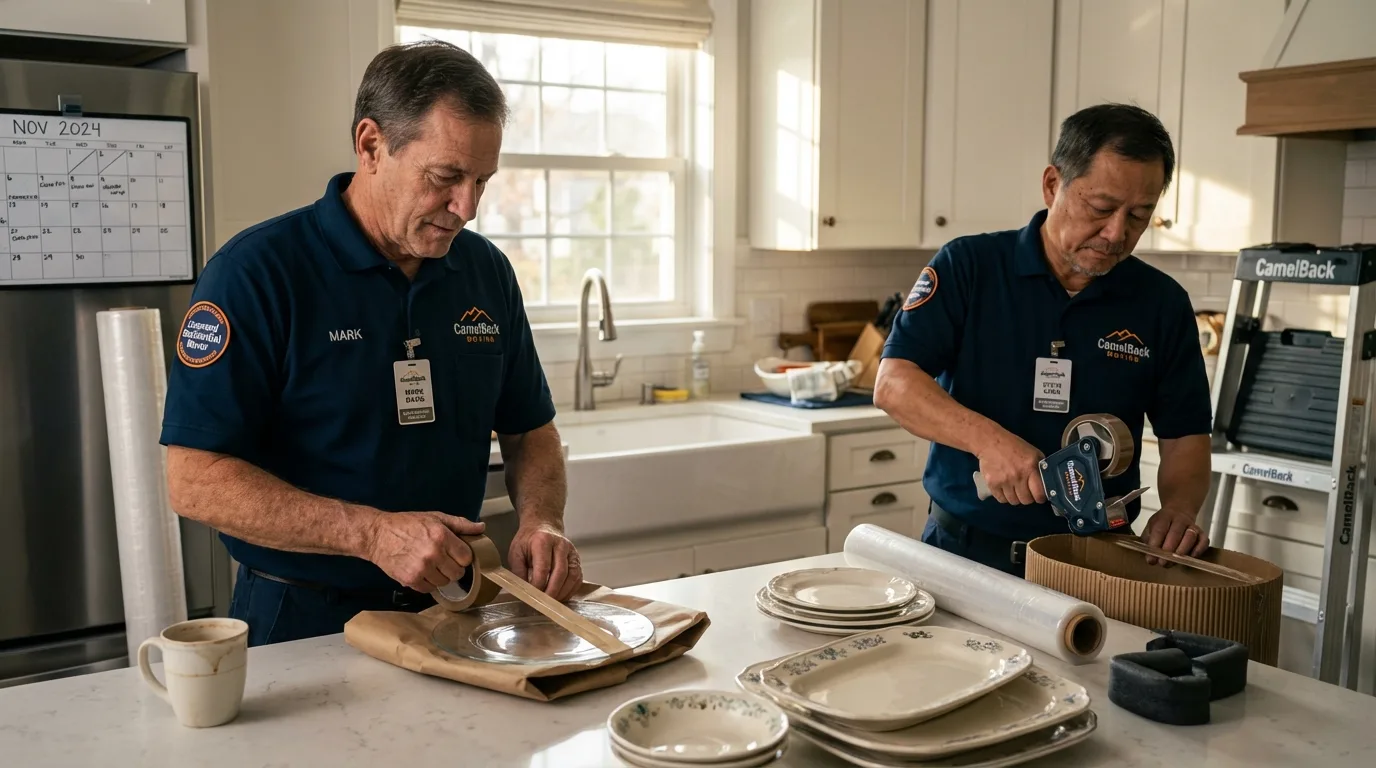 Professional crew packing kitchen dishware in Liberty, SC